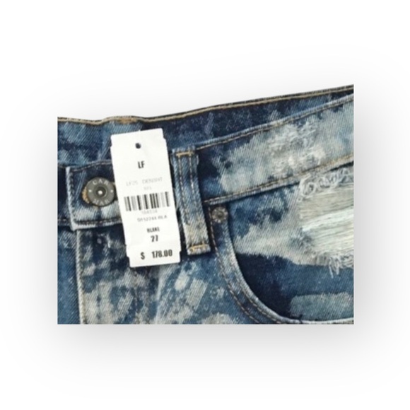 new LF Carmar ❉ Retro 80’s Acid Wash Denim High Waist Cuffed Festival Short ❉ 27 - Picture 11 of 16